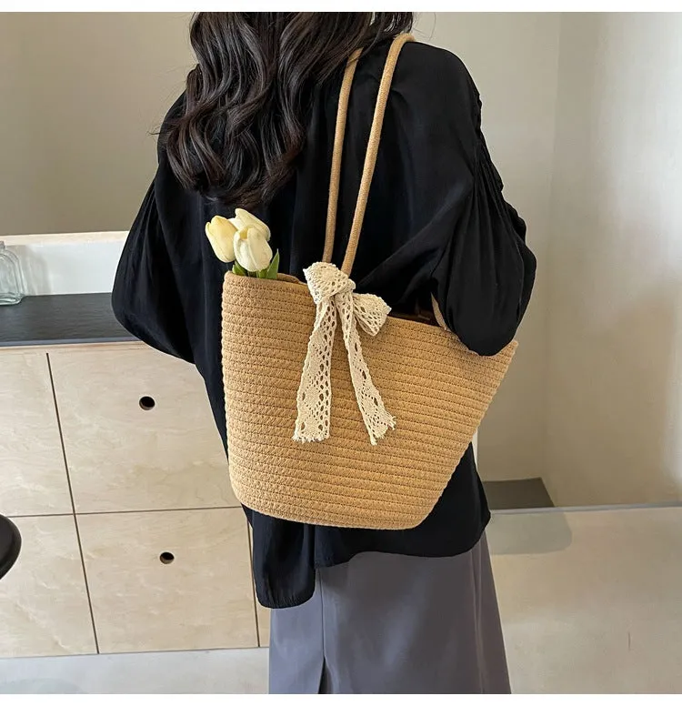 Large Capacity Handwoven Bag for Women2025New Women's Tote Bag ins Women's Beach Vacation Bag for Going Out