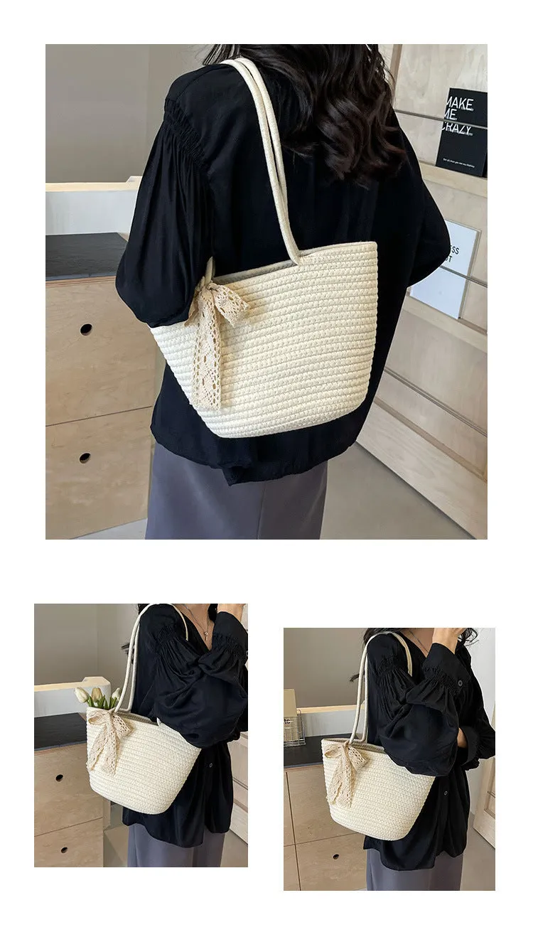 Large Capacity Handwoven Bag for Women2025New Women's Tote Bag ins Women's Beach Vacation Bag for Going Out