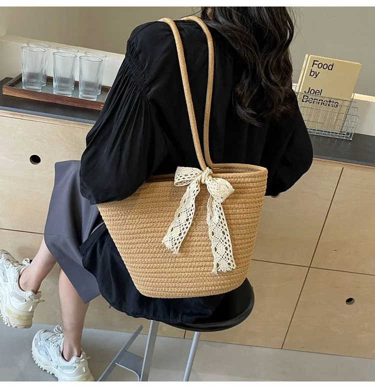 Large Capacity Handwoven Bag for Women2025New Women's Tote Bag ins Women's Beach Vacation Bag for Going Out