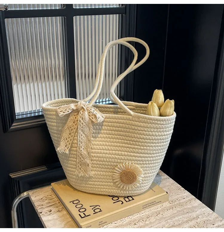 Large Capacity Handwoven Bag for Women2025New Women's Tote Bag ins Women's Beach Vacation Bag for Going Out