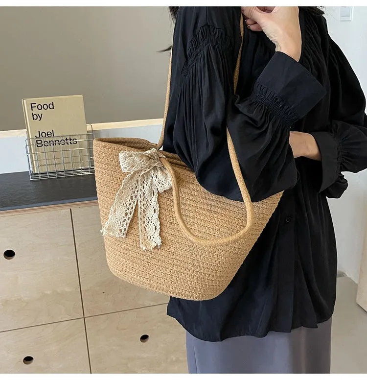 Large Capacity Handwoven Bag for Women2025New Women's Tote Bag ins Women's Beach Vacation Bag for Going Out
