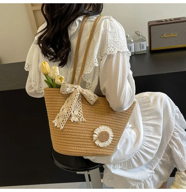 Large Capacity Handwoven Bag for Women2025New Women's Tote Bag ins Women's Beach Vacation Bag for Going Out