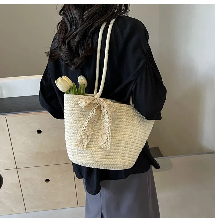 Large Capacity Handwoven Bag for Women2025New Women's Tote Bag ins Women's Beach Vacation Bag for Going Out