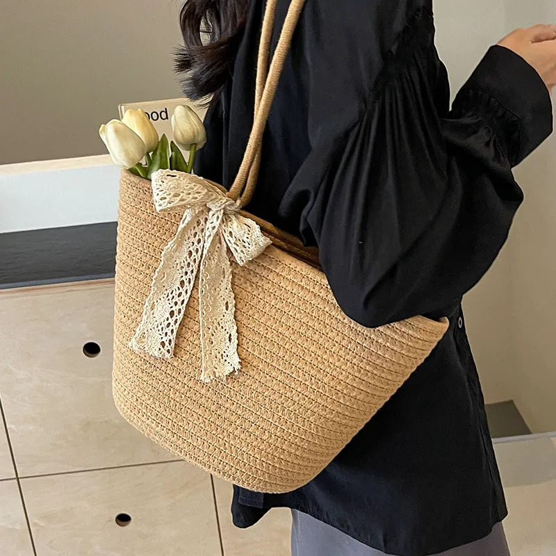 Large Capacity Handwoven Bag for Women2025New Women's Tote Bag ins Women's Beach Vacation Bag for Going Out
