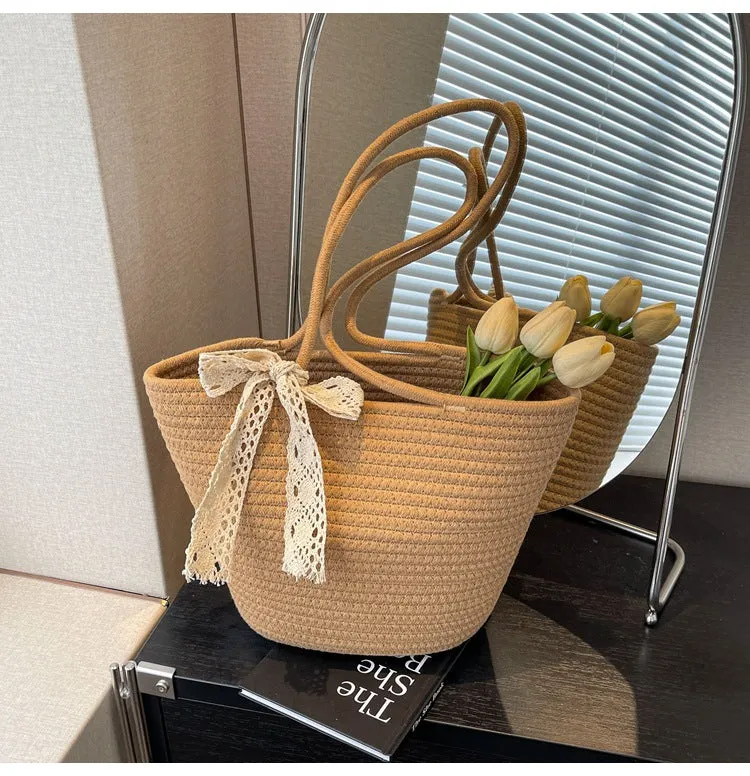 Large Capacity Handwoven Bag for Women2025New Women's Tote Bag ins Women's Beach Vacation Bag for Going Out
