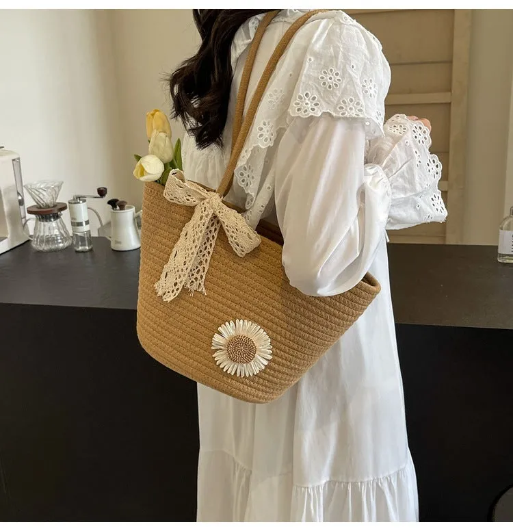 Large Capacity Handwoven Bag for Women2025New Women's Tote Bag ins Women's Beach Vacation Bag for Going Out