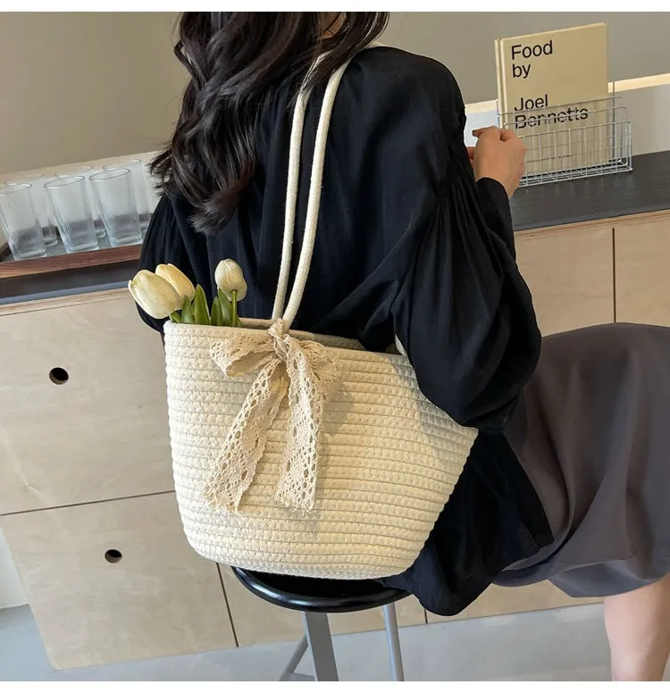 Large Capacity Handwoven Bag for Women2025New Women's Tote Bag ins Women's Beach Vacation Bag for Going Out