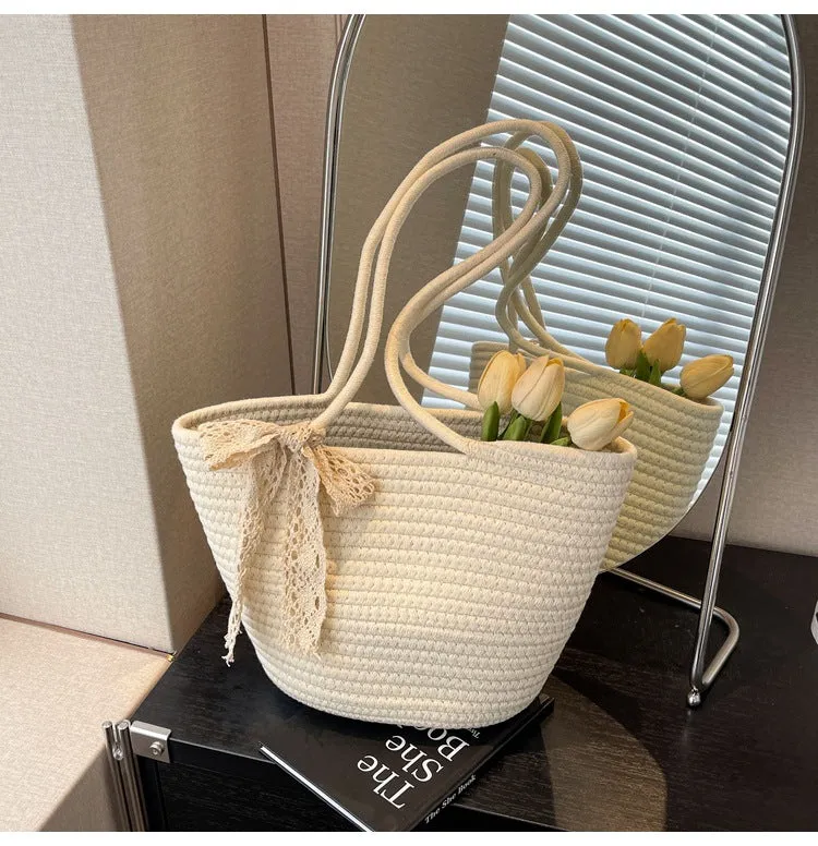 Large Capacity Handwoven Bag for Women2025New Women's Tote Bag ins Women's Beach Vacation Bag for Going Out