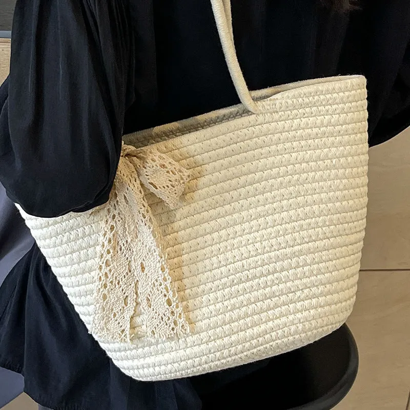 Large Capacity Handwoven Bag for Women2025New Women's Tote Bag ins Women's Beach Vacation Bag for Going Out
