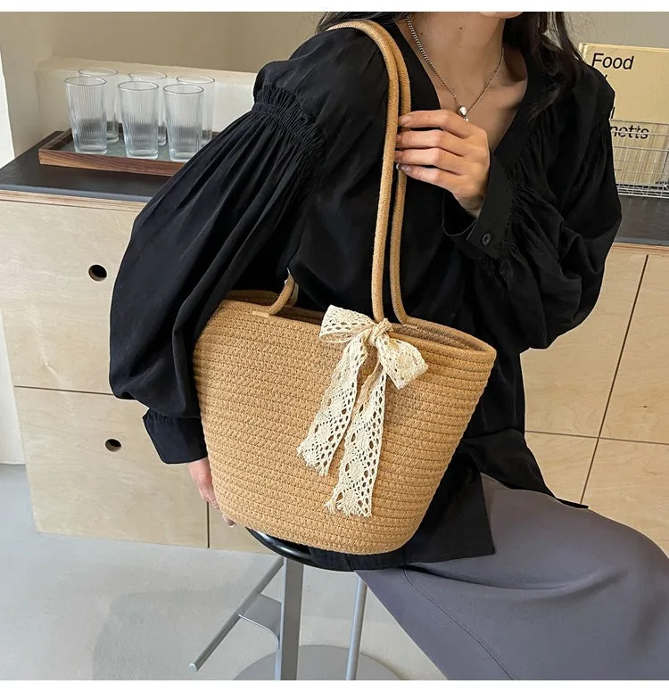 Large Capacity Handwoven Bag for Women2025New Women's Tote Bag ins Women's Beach Vacation Bag for Going Out