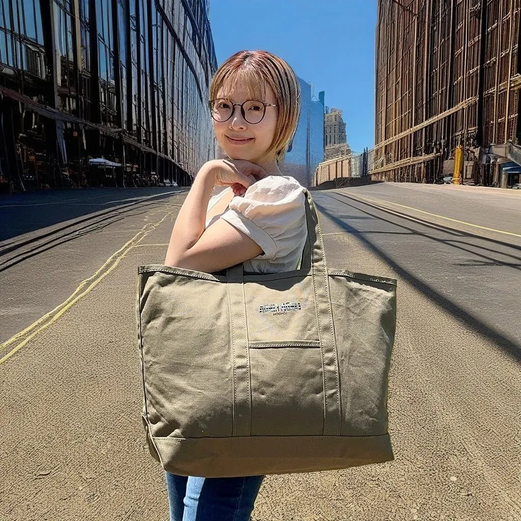 Large Capacity Tote Bag with Handle Cover and Pocket/Canvas Men's Women's Grocery Eco Camping Sports
