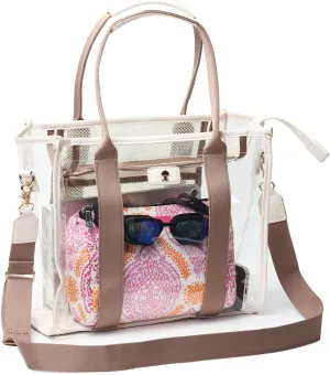 Large Clear Tote Bag Stadium Approved for Stadium Events Transparent Shoulder crossbody Handbag with Adjustable Strap