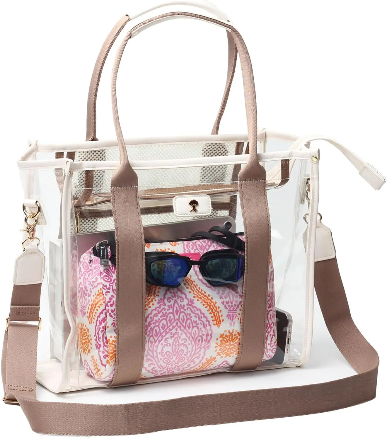 Large Clear Tote Bag Stadium Approved for Stadium Events Transparent Shoulder crossbody Handbag with Adjustable Strap