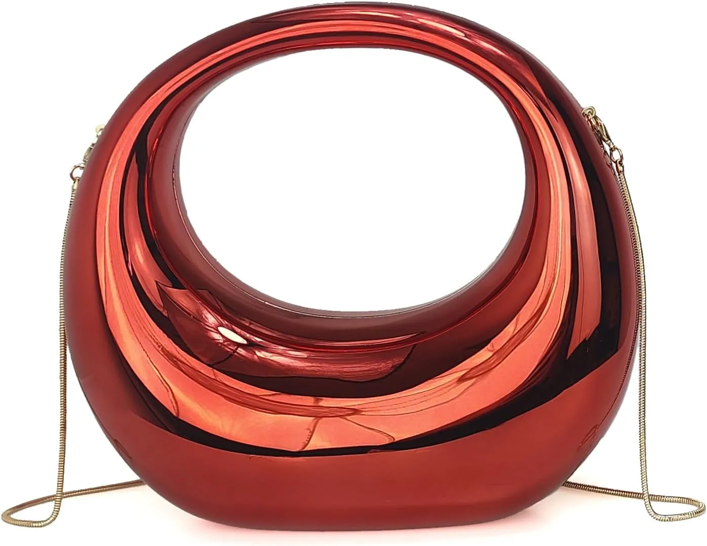 Large Crescent Moon Acrylic Evening Clutch Purse Top-handle Unique Hobo Bag Elegant Handbag for Wedding Party