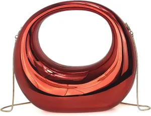 Large Crescent Moon Acrylic Evening Clutch Purse Top-handle Unique Hobo Bag Elegant Handbag for Wedding Party