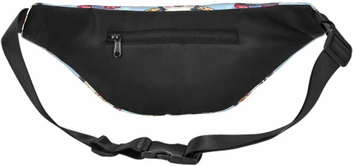 Large Crossbody Bag Waistpack Cute Penguins Wear Life Buoy Happy Cartoon Hoop Leisure Sports Fanny Pack Zipper Bag for Running, Travel
