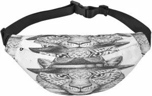 Large Crossbody Bag Waistpack Retro Hip Hop Animal Cheetah Wear Cowboy Hat Leisure Sports Fanny Pack Zipper Bag for Running, Travel