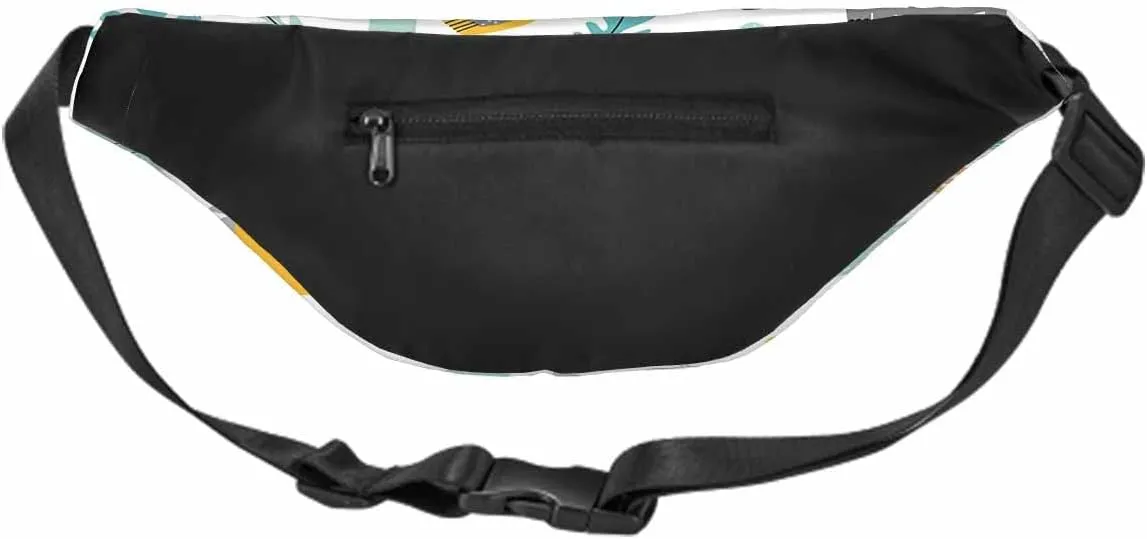 Large Crossbody Bag Waistpack Tropical Cute Elephant Crocodile Jungle Plants Doodle Leaf Leisure Sports Fanny Pack Zipper Bag for Running, Travel