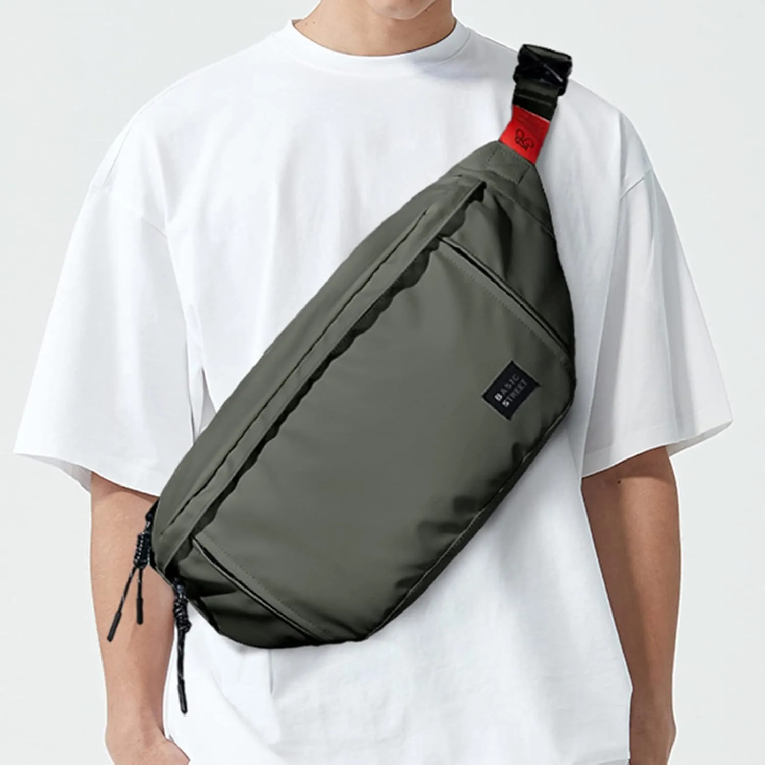 Large Crossbody Fanny Pack for Women Men,Waterproof Waist Bag Pack with Adjustable Strap & 5-Zipper Pockets,Green