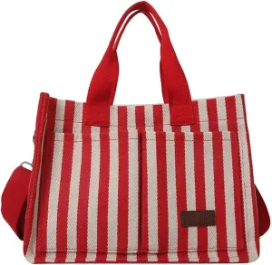 Large Striped Tote Bag Laptop Grocery Art Bag Utility Shoulder Diaper Teacher Work Gym Beach Travel Tote for Women
