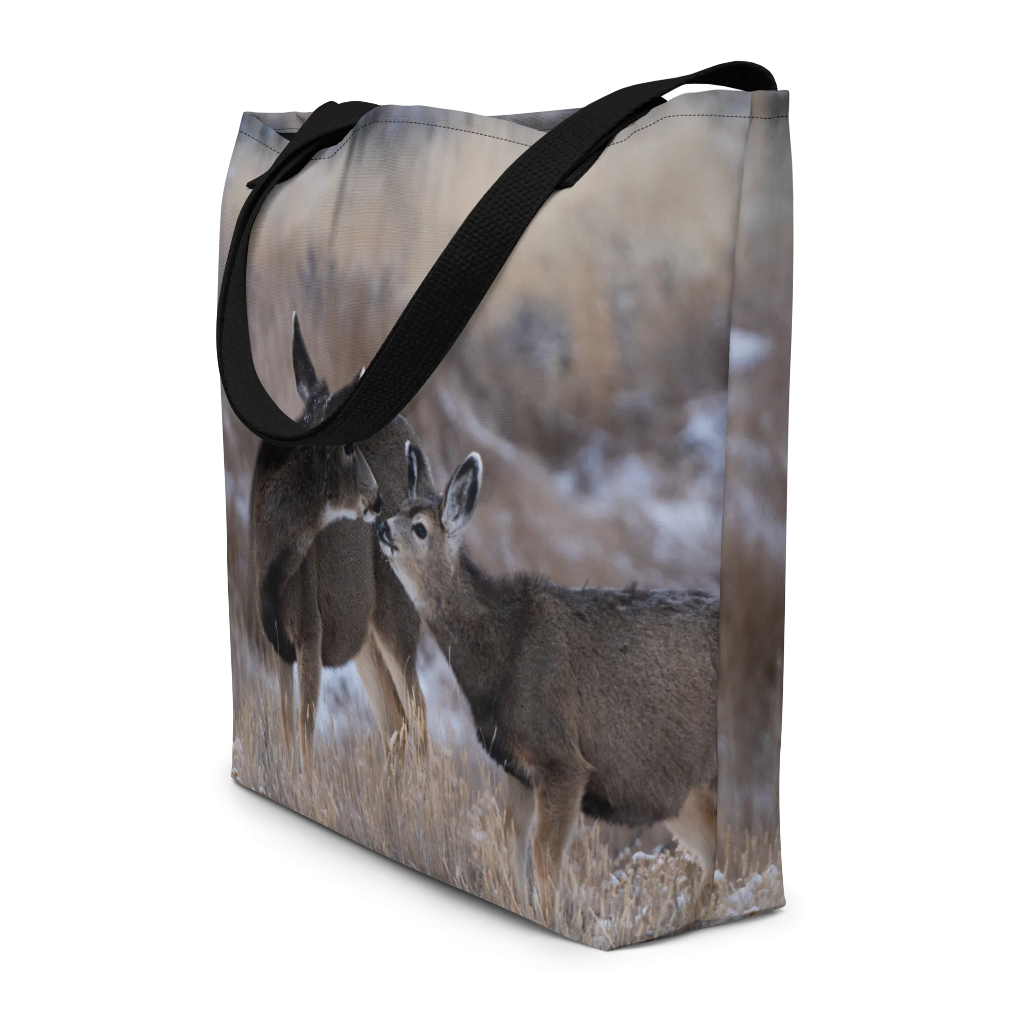 Large Tote Bags Inspired by the Gentle Moments of Wyoming’s Kissing Deer
