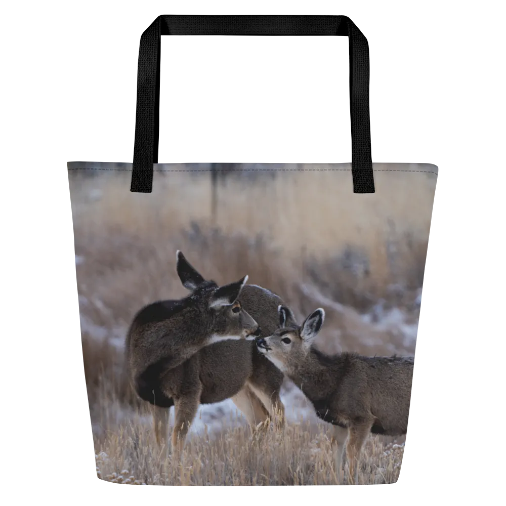 Large Tote Bags Inspired by the Gentle Moments of Wyoming’s Kissing Deer