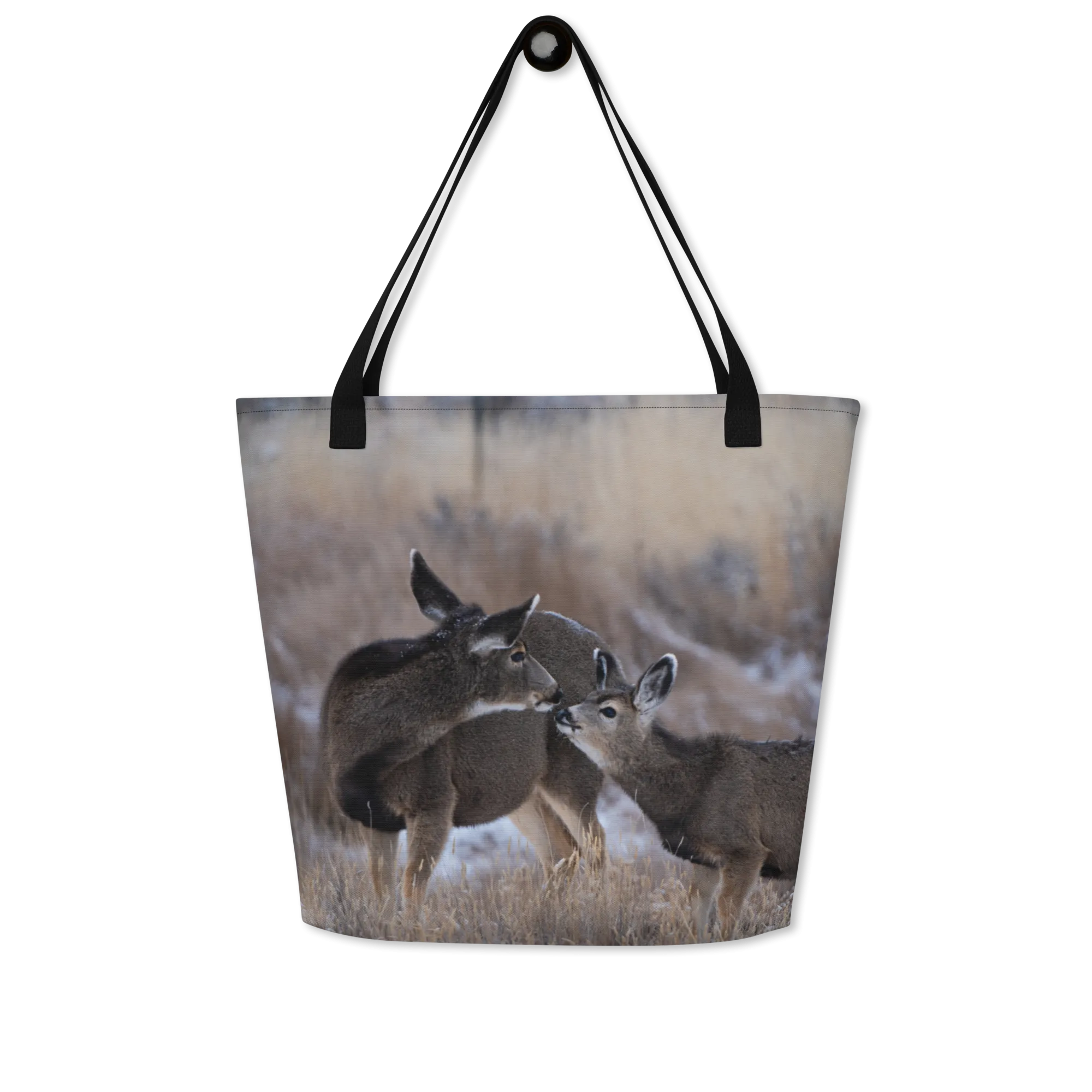 Large Tote Bags Inspired by the Gentle Moments of Wyoming’s Kissing Deer