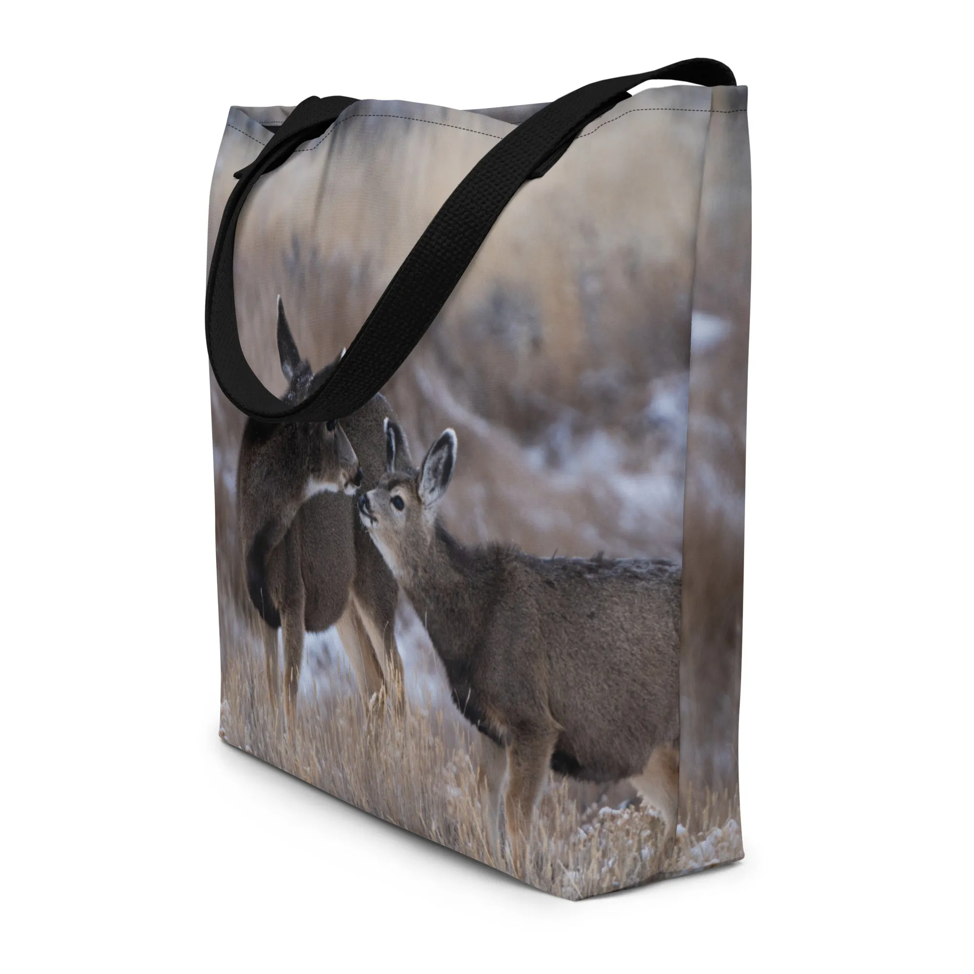 Large Tote Bags Inspired by the Gentle Moments of Wyoming’s Kissing Deer