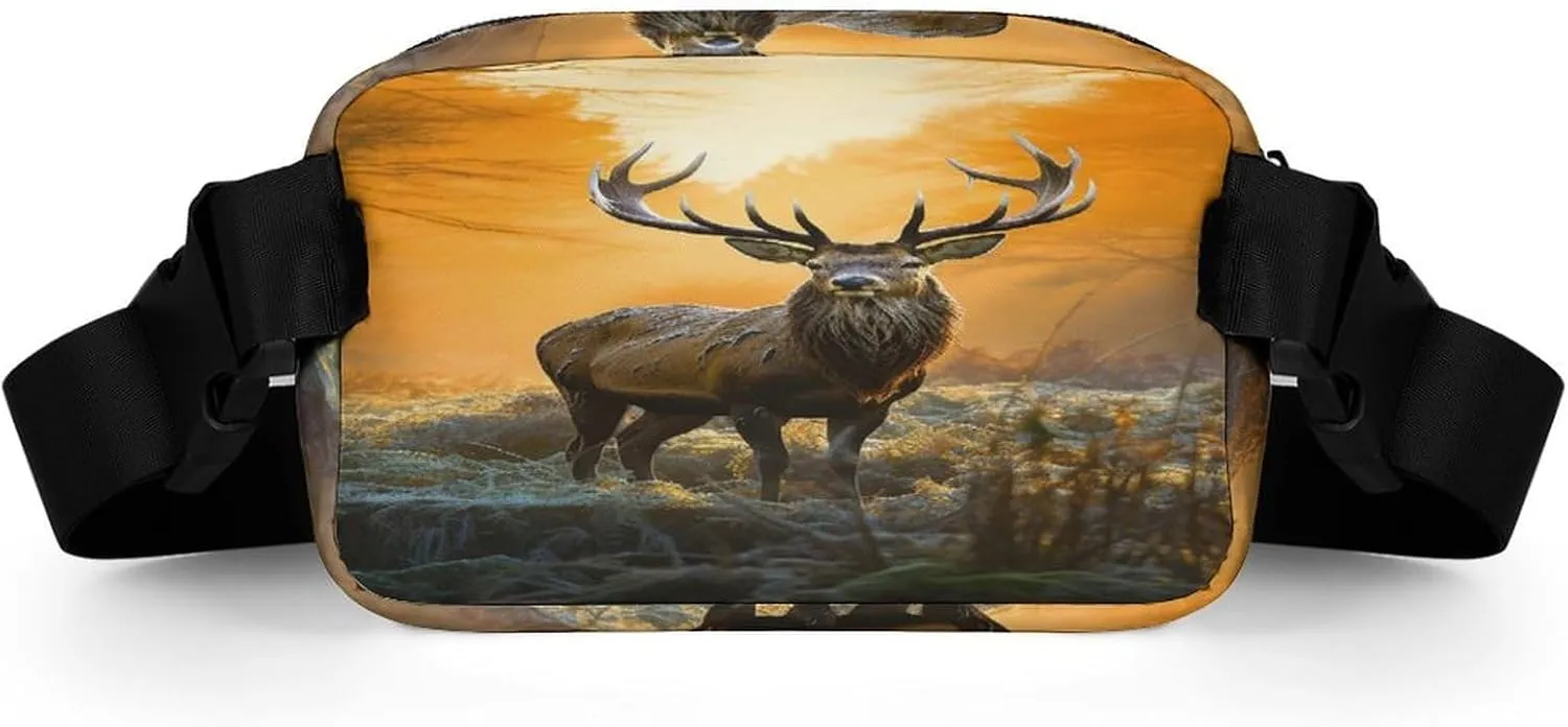 Large Waist Packs with Adjustable Strap,Deer In Forest CrossBody Fanny Pack Casual Bag for Travel Sports Running Hiking