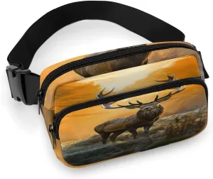 Large Waist Packs with Adjustable Strap,Deer In Forest CrossBody Fanny Pack Casual Bag for Travel Sports Running Hiking