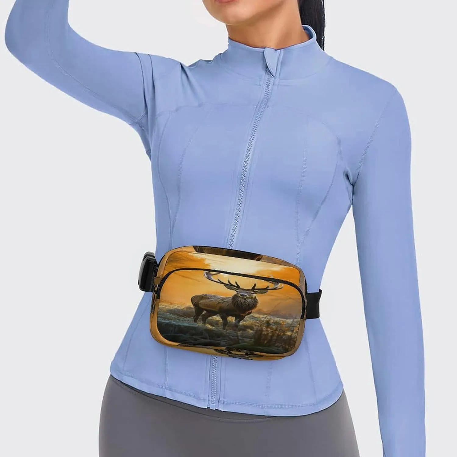 Large Waist Packs with Adjustable Strap,Deer In Forest CrossBody Fanny Pack Casual Bag for Travel Sports Running Hiking
