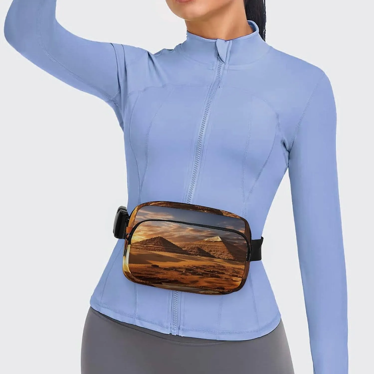 Large Waist Packs with Adjustable Strap,Egyptian Pyramids CrossBody Fanny Pack Casual Bag for Travel Sports Running Hiking