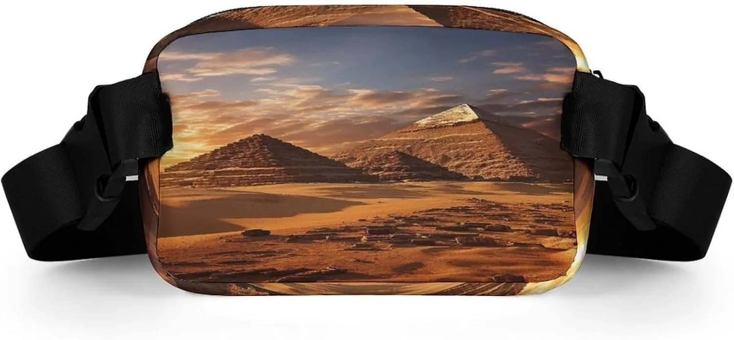Large Waist Packs with Adjustable Strap,Egyptian Pyramids CrossBody Fanny Pack Casual Bag for Travel Sports Running Hiking