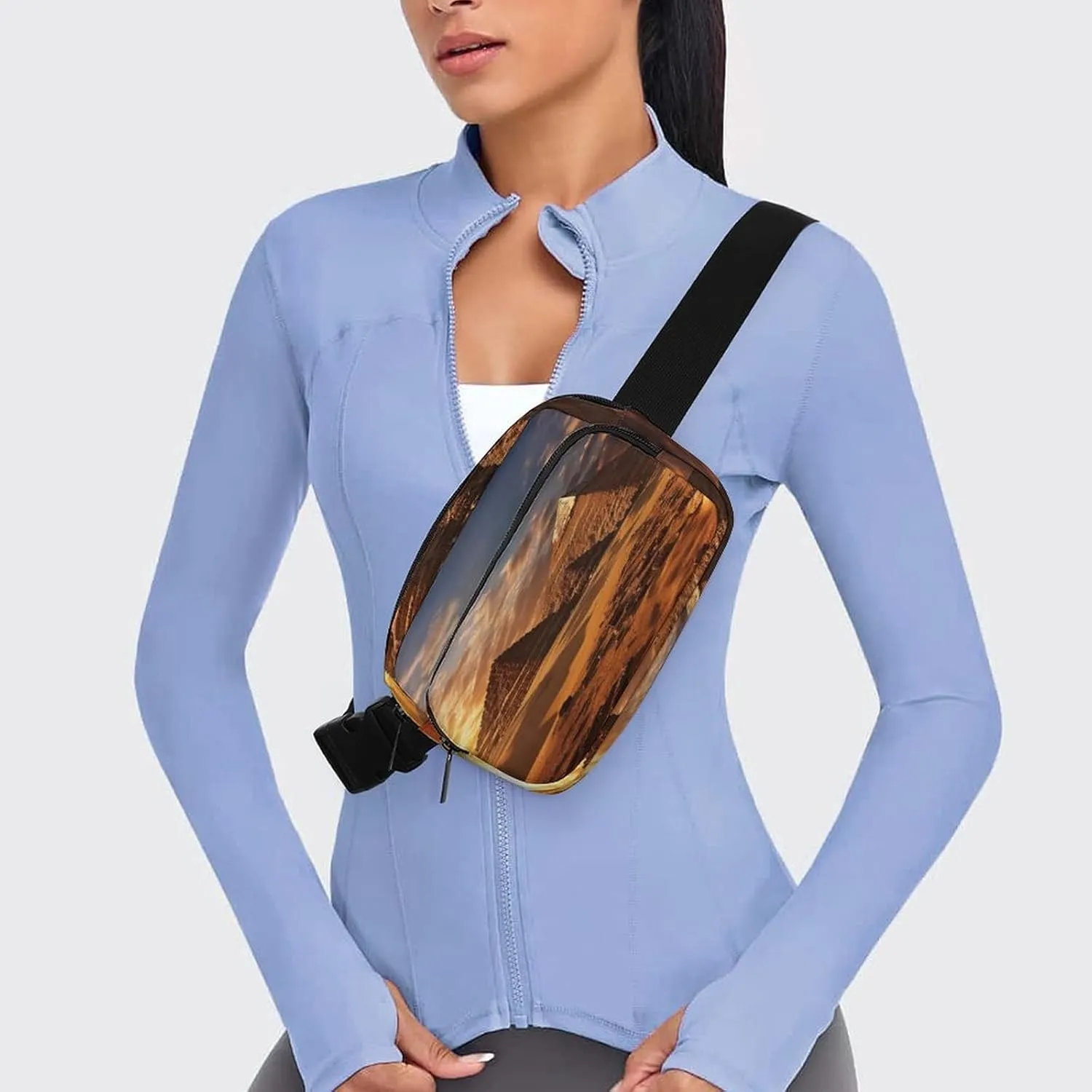 Large Waist Packs with Adjustable Strap,Egyptian Pyramids CrossBody Fanny Pack Casual Bag for Travel Sports Running Hiking