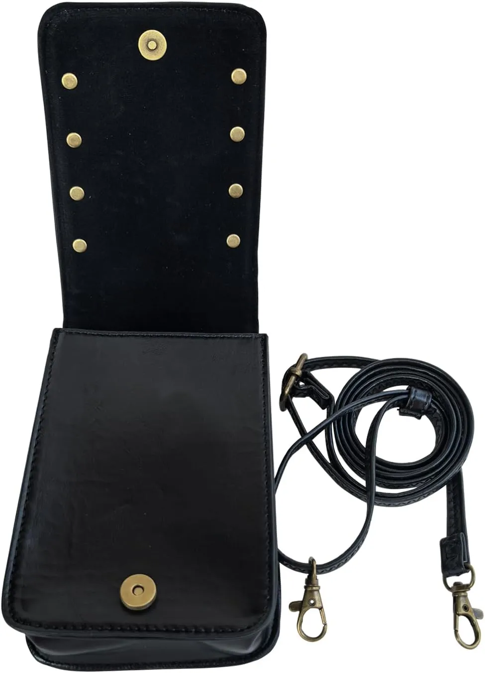 Larswon Belt Pouch, Renaissance Bag Medieval Leather Belt Pouch Ren Faire Accessories Small Crossbody Belt Bag Cell Phone Pouch Renaissance Belt (Black - Gem), Medium, labk1275