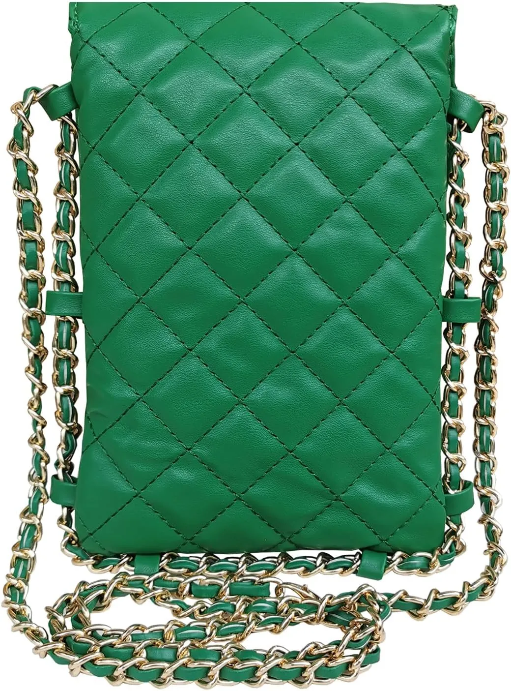 Larswon Cell Phone Crossbody Bag Quilted Bags Cell Phone Purse Soft Chain Crossbody Cellphone Wallet Bag for Women