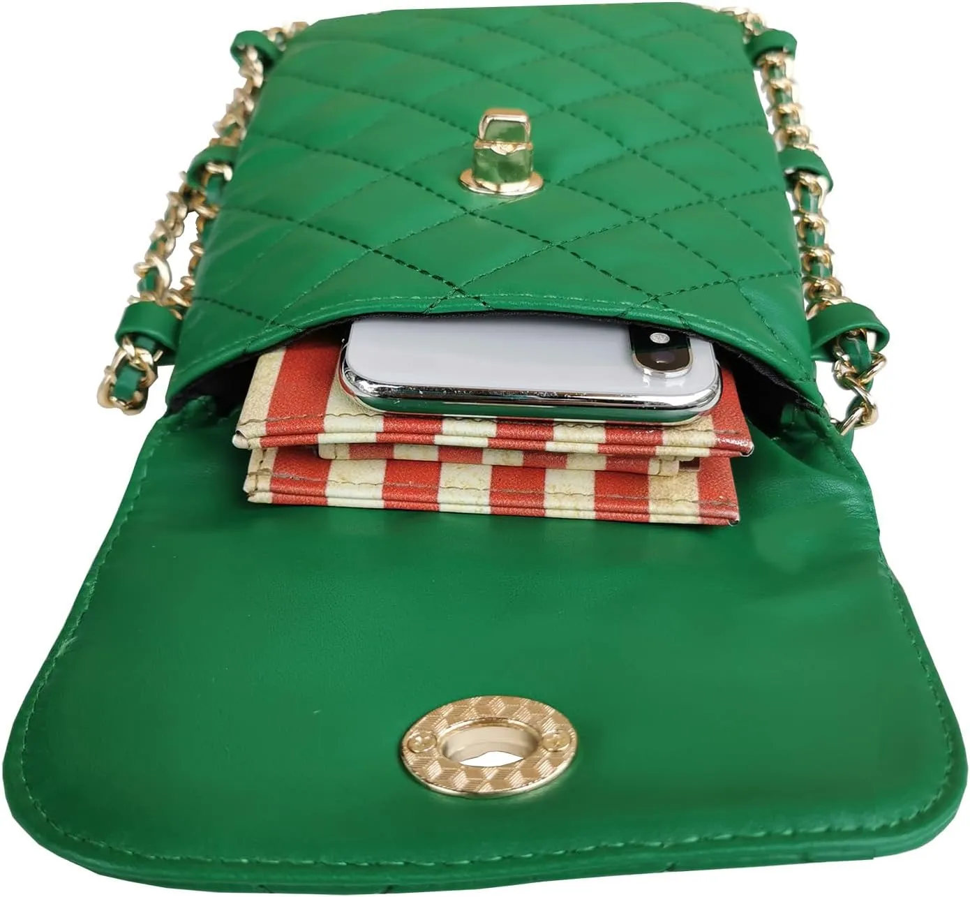 Larswon Cell Phone Crossbody Bag Quilted Bags Cell Phone Purse Soft Chain Crossbody Cellphone Wallet Bag for Women
