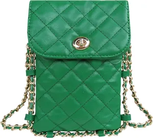 Larswon Cell Phone Crossbody Bag Quilted Bags Cell Phone Purse Soft Chain Crossbody Cellphone Wallet Bag for Women