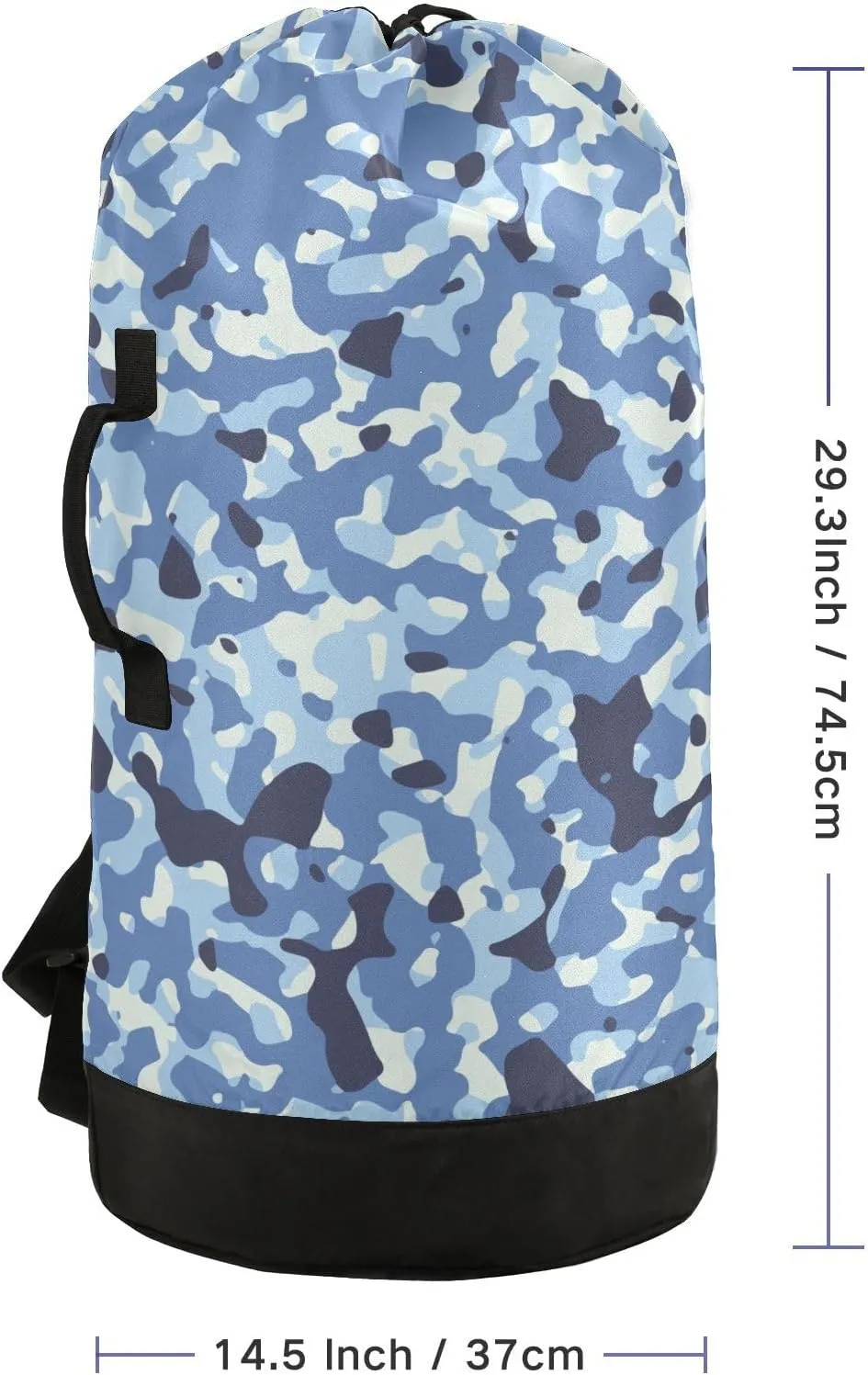 Laundry Backpack with Shoulder Straps Drawstring Laundry Bags Extra Large Heavy Duty for College Dorm Travel Laundromat Apartment Camping Blue Camo