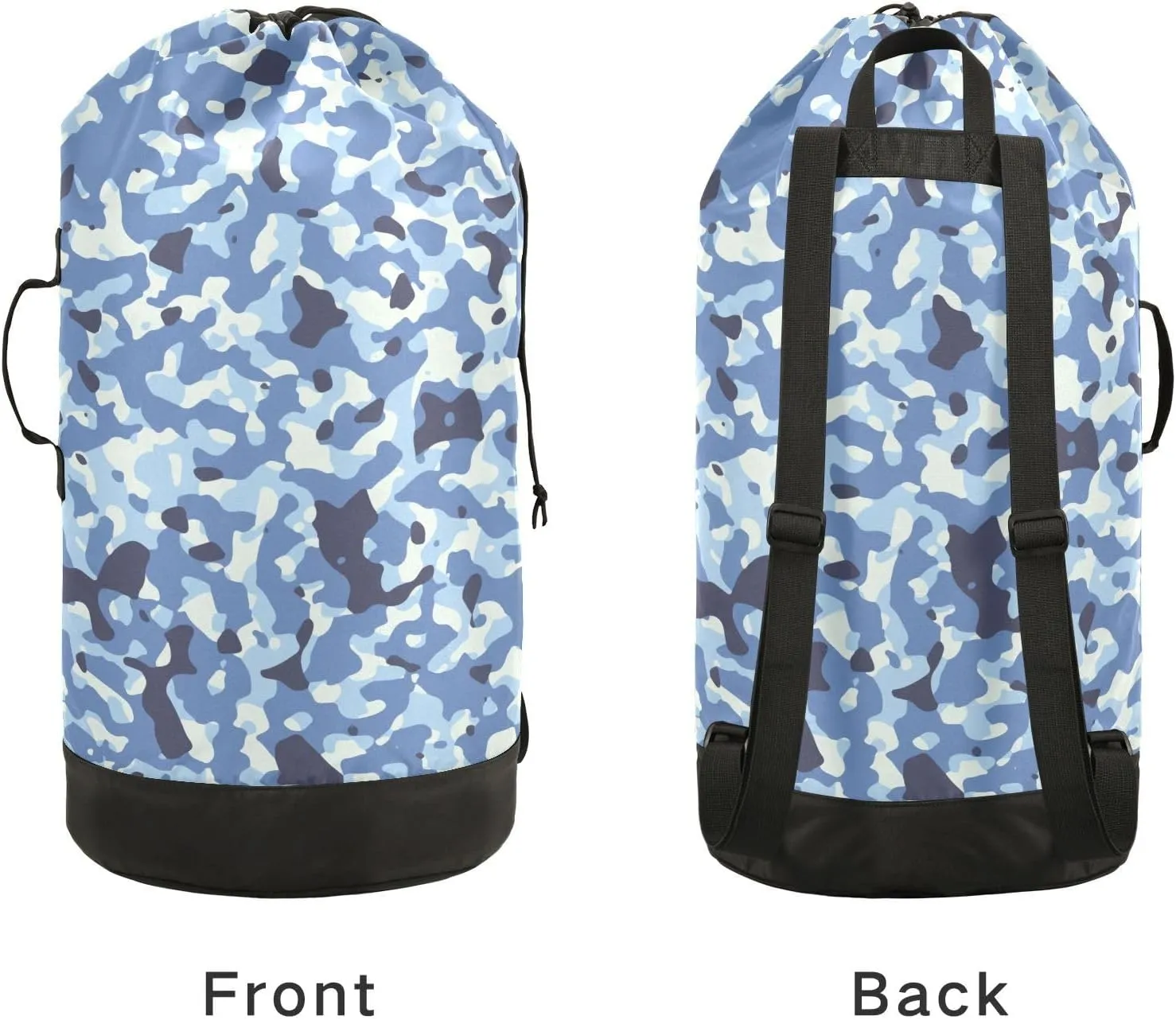 Laundry Backpack with Shoulder Straps Drawstring Laundry Bags Extra Large Heavy Duty for College Dorm Travel Laundromat Apartment Camping Blue Camo