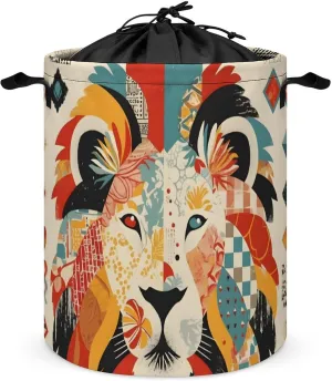 Laundry Hampers, Large Drawstring Laundry Bag, Removable Laundry Bags, Collapsible Storage Bin with Handles for Home Organization, Kids Room, Nursery Big Cats
