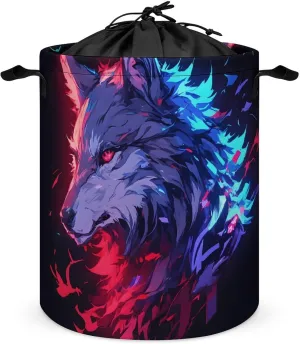 Laundry Hampers, Large Drawstring Laundry Bag, Removable Laundry Bags, Collapsible Storage Bin with Handles for Home Organization, Kids Room, Nursery Carnivore