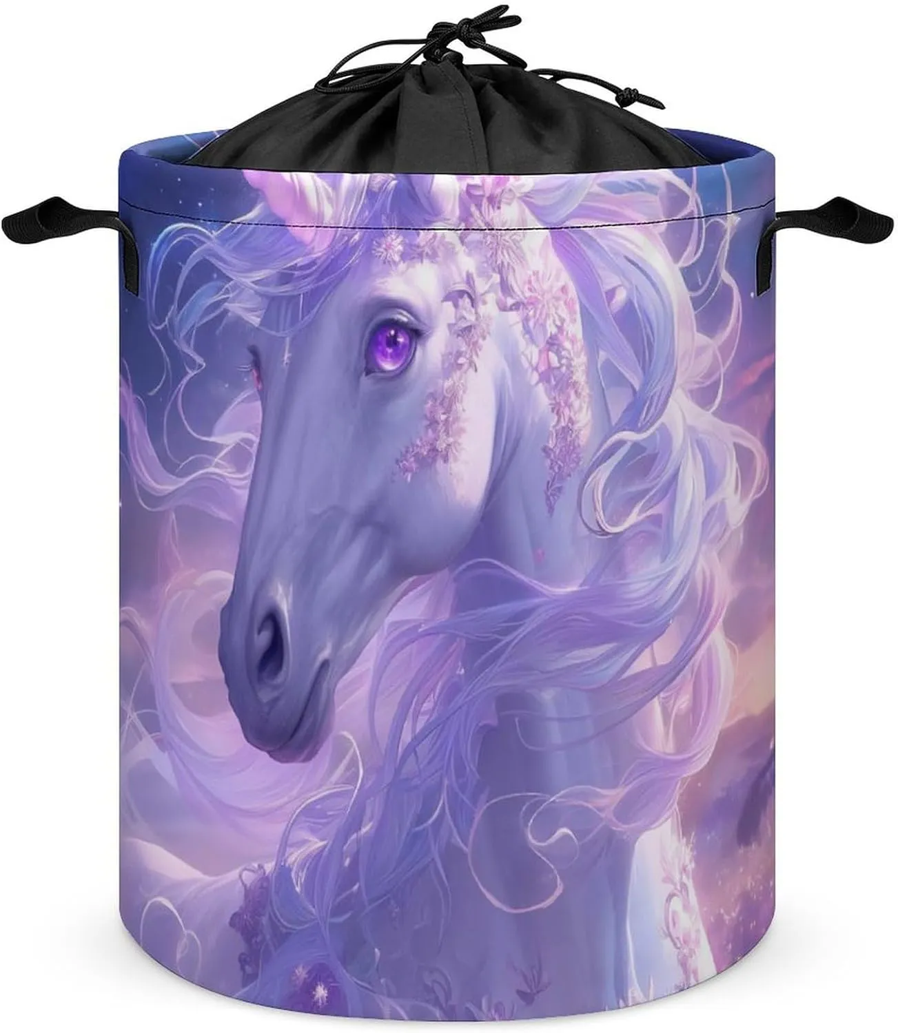 Laundry Hampers, Large Drawstring Laundry Bag, Removable Laundry Bags, Collapsible Storage Bin with Handles for Home Organization, Kids Room, Nursery Cartoon