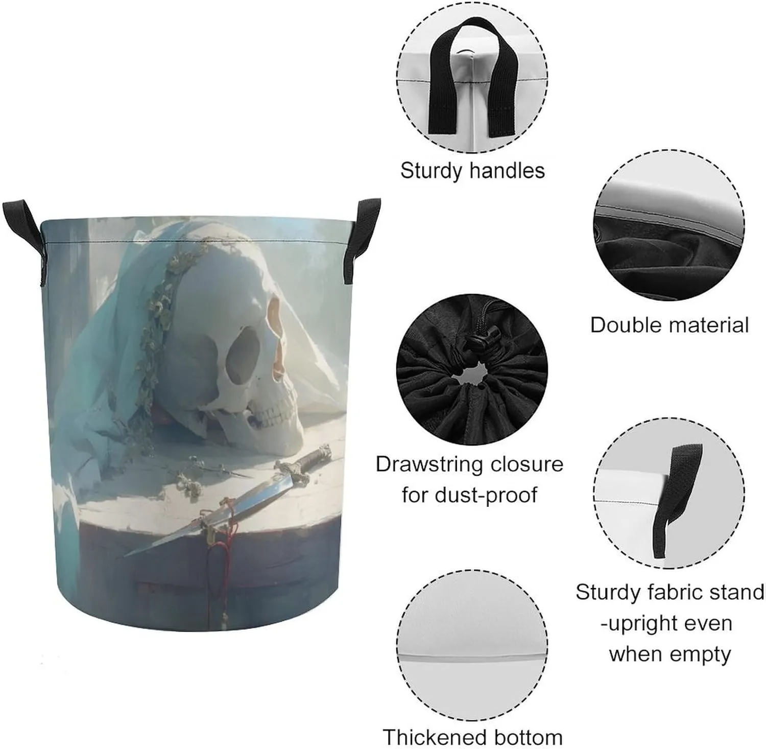 Laundry Hampers, Large Drawstring Laundry Bag, Removable Laundry Bags, Collapsible Storage Bin with Handles for Home Organization, Kids Room, Nursery Composite Material