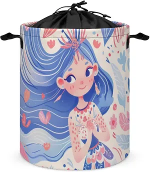 Laundry Hampers, Large Drawstring Laundry Bag, Removable Laundry Bags, Collapsible Storage Bin with Handles for Home Organization, Kids Room, Nursery Drawing