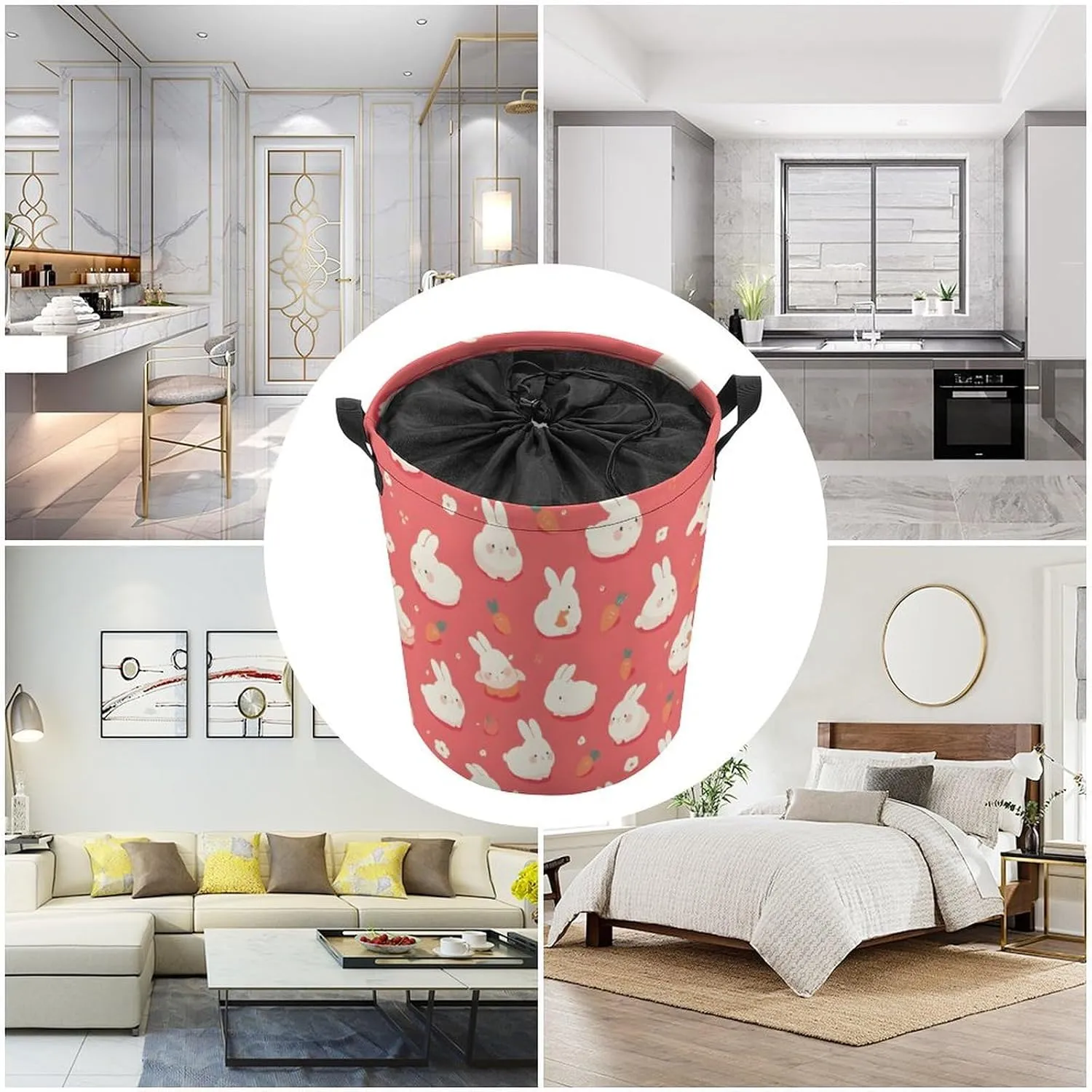 Laundry Hampers, Large Drawstring Laundry Bag, Removable Laundry Bags, Collapsible Storage Bin with Handles for Home Organization, Kids Room, Nursery Event