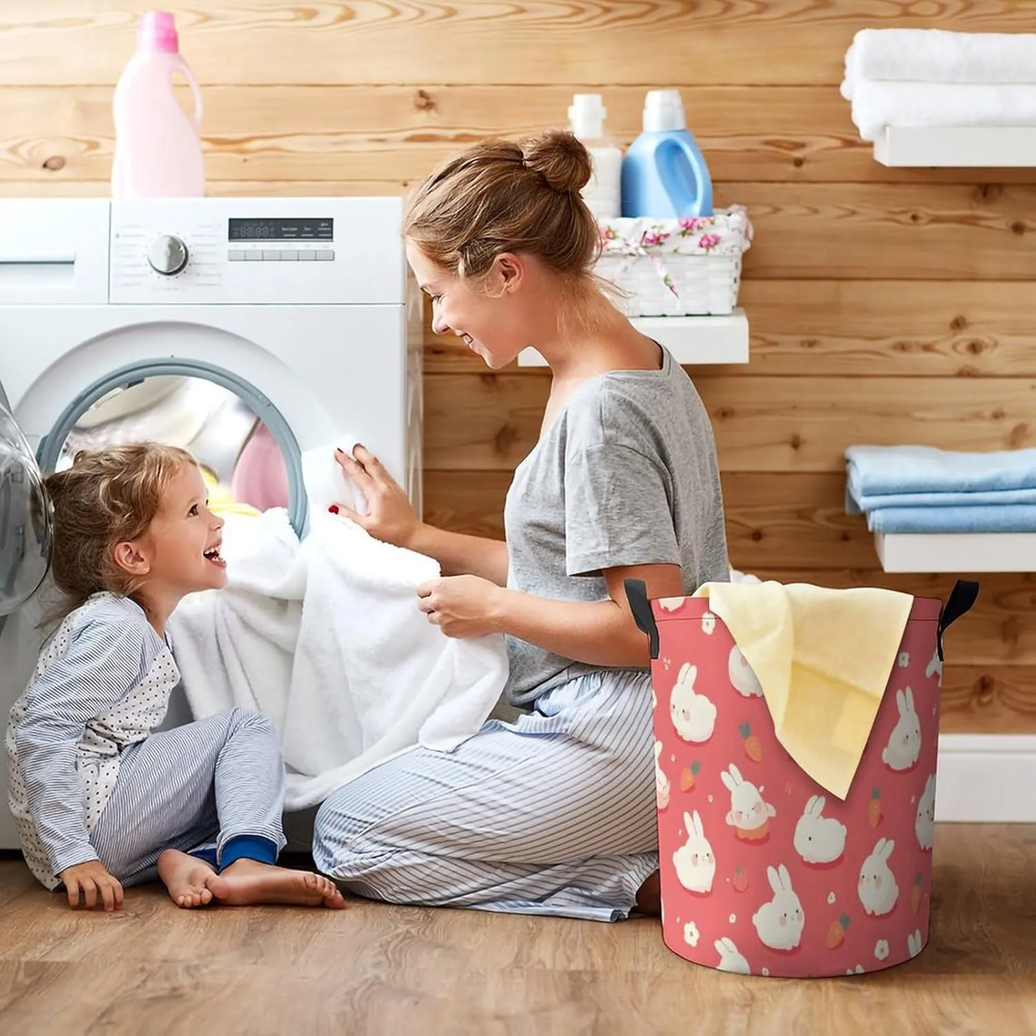 Laundry Hampers, Large Drawstring Laundry Bag, Removable Laundry Bags, Collapsible Storage Bin with Handles for Home Organization, Kids Room, Nursery Event