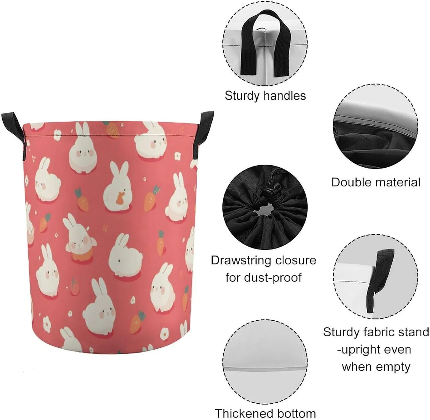 Laundry Hampers, Large Drawstring Laundry Bag, Removable Laundry Bags, Collapsible Storage Bin with Handles for Home Organization, Kids Room, Nursery Event