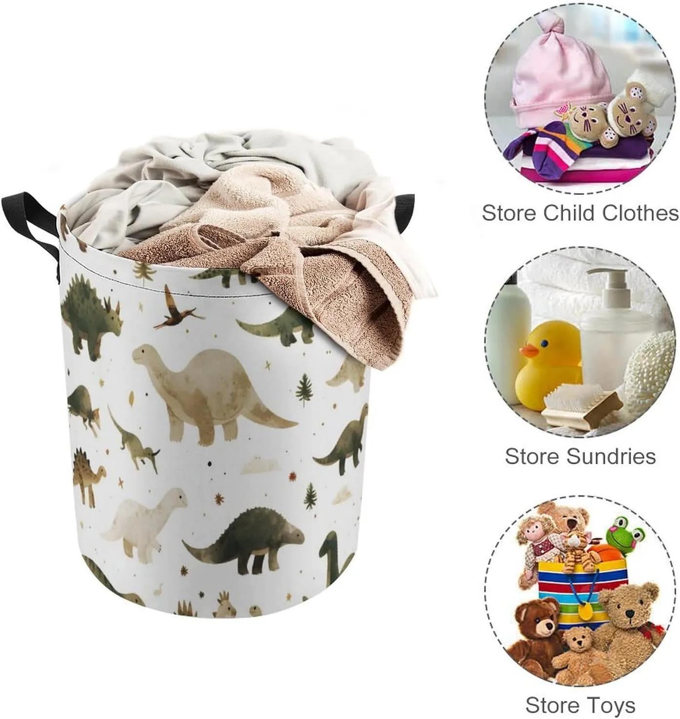 Laundry Hampers, Large Drawstring Laundry Bag, Removable Laundry Bags, Collapsible Storage Bin with Handles for Home Organization, Kids Room, Nursery Font