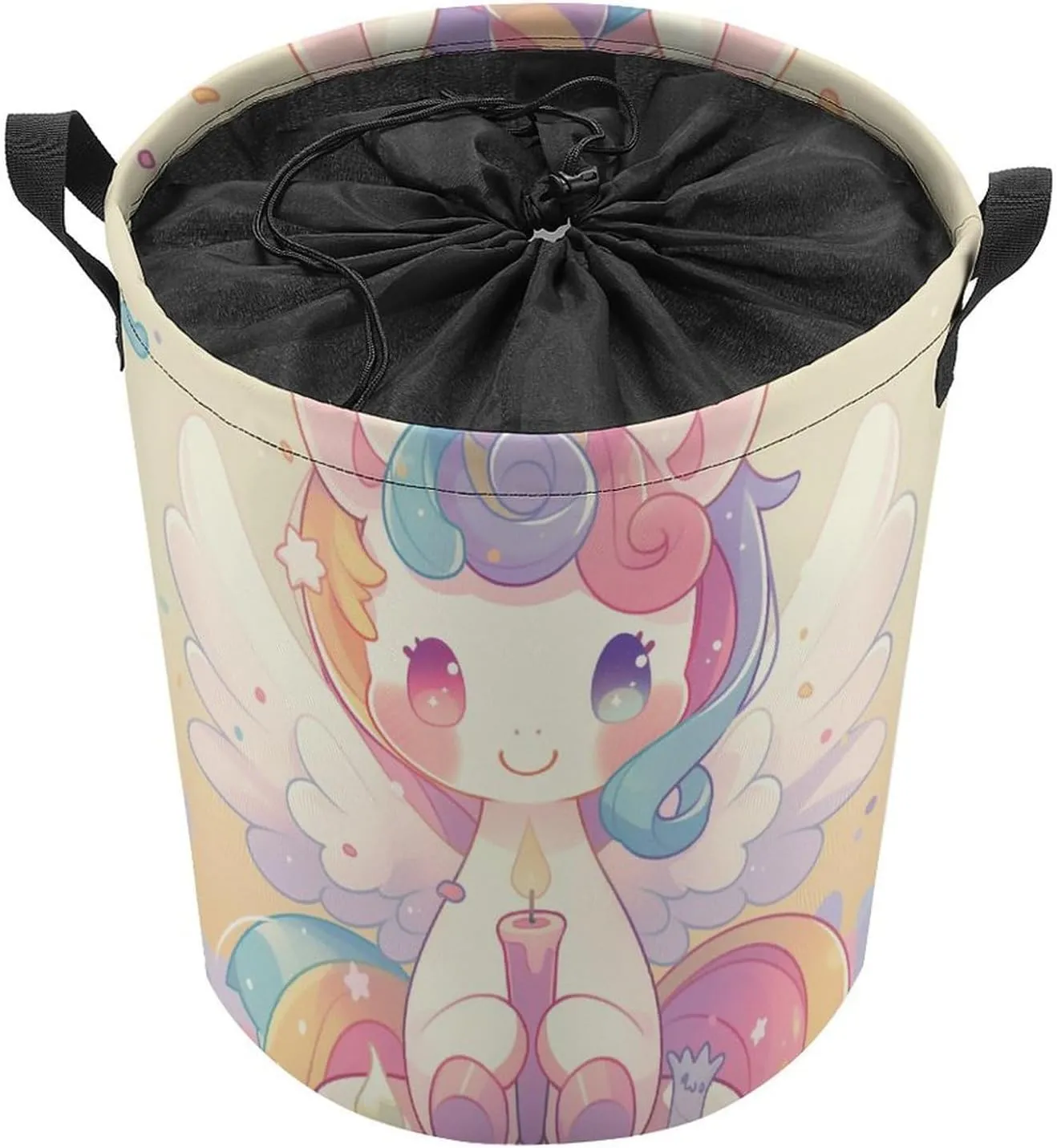 Laundry Hampers, Large Drawstring Laundry Bag, Removable Laundry Bags, Collapsible Storage Bin with Handles for Home Organization, Kids Room, Nursery Font